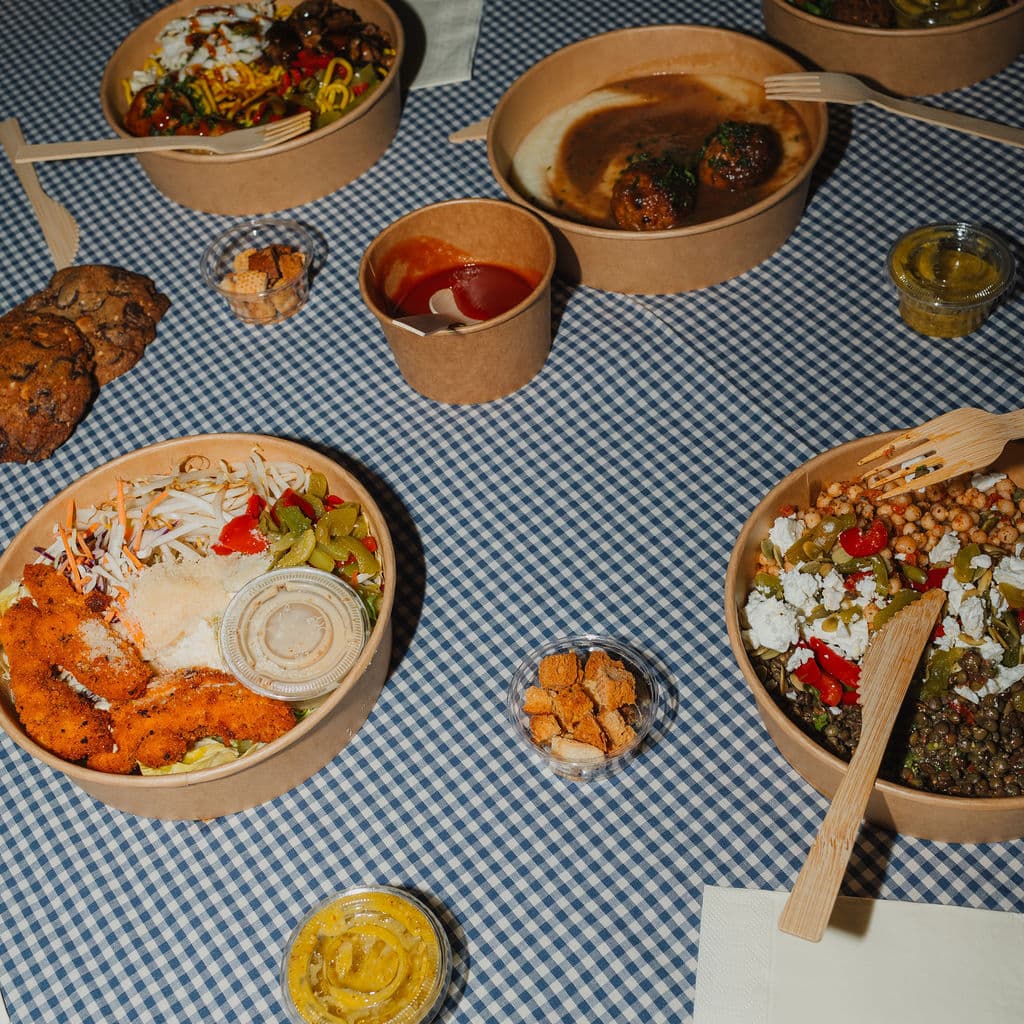 Foodiz dishes laid out on a table